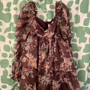 Selkie Anthropologie Moonlight Dress Plum Floral L Large